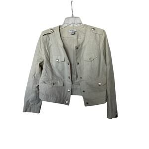 NEW Liz Claiborne Women’s Beige Metallic Long Sleeve Button Up Jacket - Petite L
